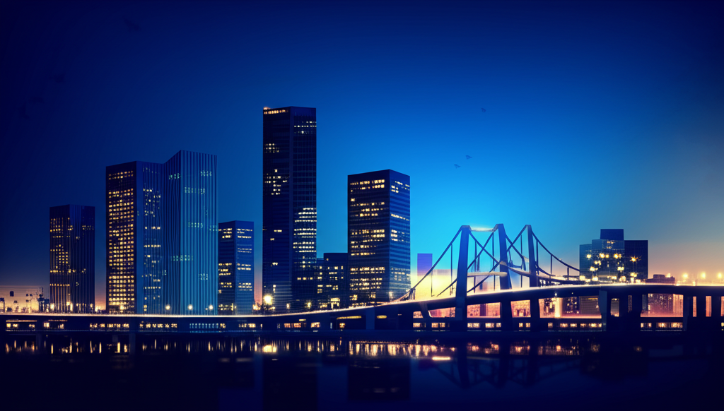 City skyline at night